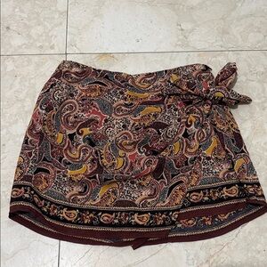 Zara High Waist Paisley Shorts - Burgundy, Mustard, Black